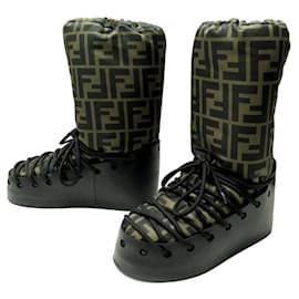 Fendi-NINE FENDI SHOES AFTER SKI MONOGRAM ZUCCA 41 MOON BOOTS-Brown