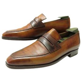 BERLUTI ANDY DEMESURE S1411 10.5 44.5 LOAFERS LEDER SCHUHSPANNER Braun