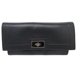 LONG GIVENCHY SHARK LEATHER GRAIN BLACK WALLET BC06946695 + BOX Black