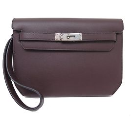 Hermès NINE HERMES KELLY DEPECHES HAND BAG TAURILLON CLEMENCE LEATHER Dark red