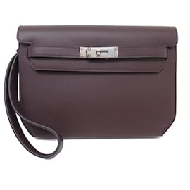 Hermès-NINE HERMES KELLY DEPECHES HAND BAG TAURILLON CLEMENCE LEATHER-Dark red