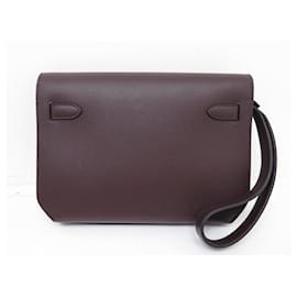 Hermès-NINE HERMES KELLY DEPECHES HAND BAG TAURILLON CLEMENCE LEATHER-Dark red