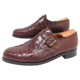 JM Weston-JM WESTON DERBY FLORE CROCO 531 LOAFERS 7.5E 41.5 L 42 SHOES-Brown