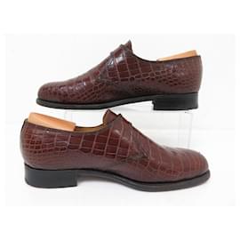 JM Weston-JM WESTON DERBY FLORE CROCO 531 LOAFERS 7.5E 41.5 L 42 SHOES-Brown
