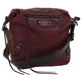 BALENCIAGA Bolsa de ombro masculina em couro vermelho 141175 Auth bs17887 Vermelho