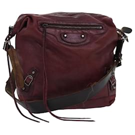 Balenciaga-BALENCIAGA The Men's Day Shoulder Bag Leather Red 141175 Auth bs17887-Red
