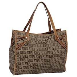 Fendi-FENDI Zucchino Canvas Tote Bag Beige Gold Auth yk14729-Beige,Golden