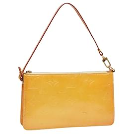 Louis Vuitton-LOUIS VUITTON Vernis Lexington Accessory Pouch Lime Yellow M91058 LV Auth 89184-Golden