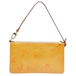 Louis Vuitton-LOUIS VUITTON Vernis Lexington Accessory Pouch Lime Yellow M91058 LV Auth 89184-Golden