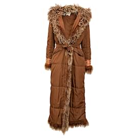 Autre Marque-Scervino Nylon Coat with Fur-Brown