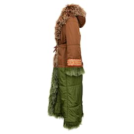 Autre Marque-Scervino Nylon Coat with Fur-Brown