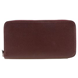 Cartera larga de seda Azap de Hermès Roja Burdeos