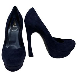 Yves Saint Laurent Palais Pumps Dark Blue Suede Dark blue