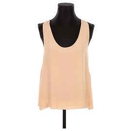 Chloé Top sin mangas de seda Beige