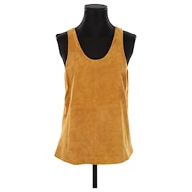 Chloé Top sin mangas de cuero camel Camello
