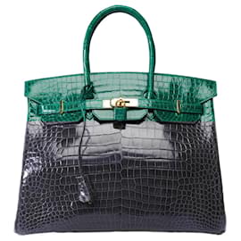 Hermès-Sac HERMES Birkin 35 en Crocodile Vert - 102155-Vert