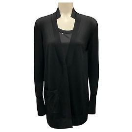 Conjunto de suéter de duas peças Akris Punto em seda e lã tricotado preto com bolinhas multicoloridas. Preto