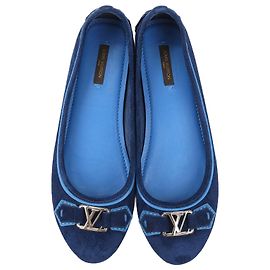 Louis Vuitton Electric Blue Suede Oxford Ballet Flats, Size 39 EU Blue