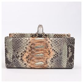 Clutch de marco con cierre de pitón multicolor adornado con cristales Christian Louboutin Multicolor