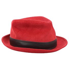 Hermès Hermes Corduroy Fedora Hat in Red Red