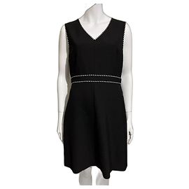 Diane Von Furstenberg Robe Leelou en crêpe avec bordure tressée Noir Blanc