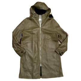 Loewe Leather Coat Olive Green Olive green