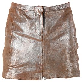 Jupe Mini Maje en cuir de chèvre doré Doré Métallisé