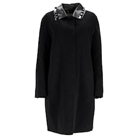 Fendi-Fendi Studded Single Breasted Coat in Black Wool-Black