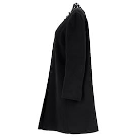 Fendi-Fendi Studded Single Breasted Coat in Black Wool-Black