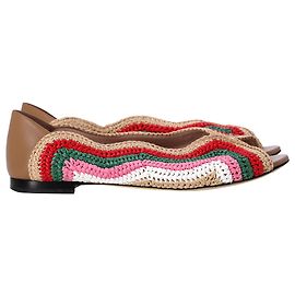 Fendi Chameleon Waves Flats in Multicolor Raffia Multiple colors