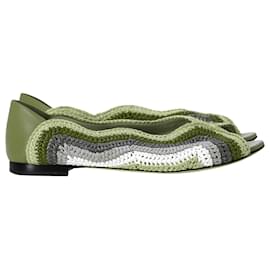 Fendi-Fendi Chameleon Waves Flats in Multicolor Raffia-Multiple colors