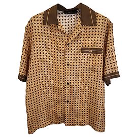 Camisa de botão Amiri em seda marrom com estampa de tecido Outro