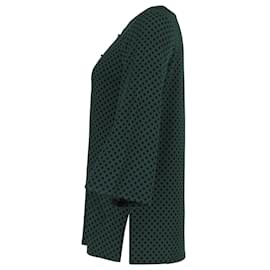 Michael Kors- Michael Kors Polka Dot Print with Gold Embellishment Blouse in Green Polyester-Green