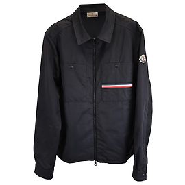 Giacca Moncler Akahito con zip e tasche in cotone nero Nero