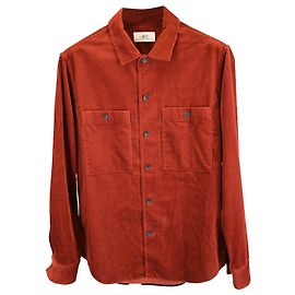 Autre Marque Sig. P. Camicia overshirt a maniche lunghe con tasche in velluto a coste bordeaux Rosso Bordò