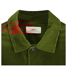 Autre Marque- Mr. P. Button-Down Long Sleeve Overshirt with Pockets in Burgundy Corduroy-Red,Dark red