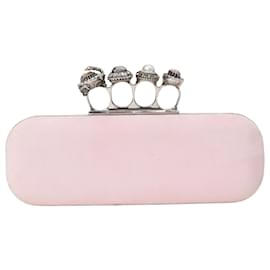 Alexander Mcqueen-Alexander McQueen Knuckle Box Clutch Bag in Pink Velvet-Brown,Pink