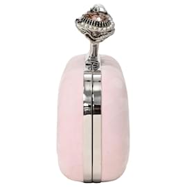 Alexander Mcqueen-Alexander McQueen Knuckle Box Clutch Bag in Pink Velvet-Brown,Pink