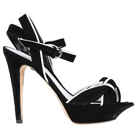 Sergio Rossi Bow Detail  Platform Sandal Heels in Black Suede Black