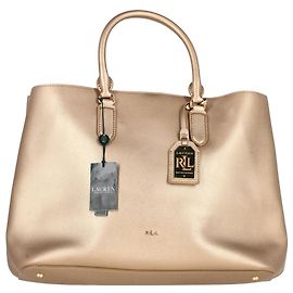 Sac à main à double compartiment Lauren par Ralph Lauren en cuir métallisé doré Doré Métallisé