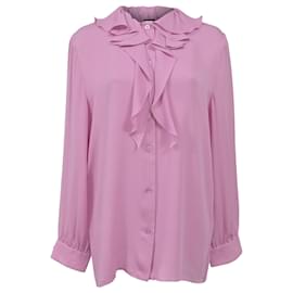 Gucci-Gucci 2015 Re-Edition Blouse in Pink Silk-Brown,Pink