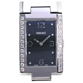 Versace-Versace Diamond Bezel Stainless Steel Quartz Watch-Black