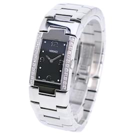 Versace-Versace Diamond Bezel Stainless Steel Quartz Watch-Black