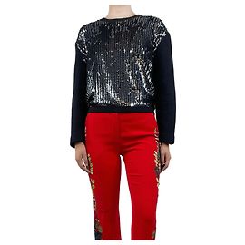 3.1 Phillip Lim Pull en laine orné de sequins bleus - taille M Bleu