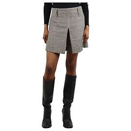 Brunello Cucinelli Neutral check linen lurex skort - size UK 6 Other