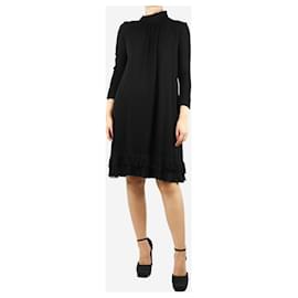 Balenciaga-Black ruffle-trimmed mini dress - size UK 12-Black