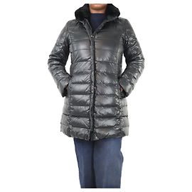 Weekend Max Mara Black longline puffer coat - size UK 18 Black