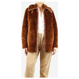 Claudie Pierlot Veste en cuir réversible marron - taille UK 8 Marron