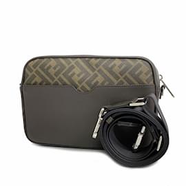 Fendi-Fendi Shoulder Bag Zucca in Brown and Yellow-Brown,Yellow