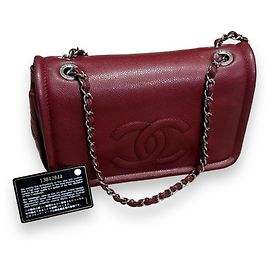 Chanel Caviar Timeless CC Flap Bag Dark red